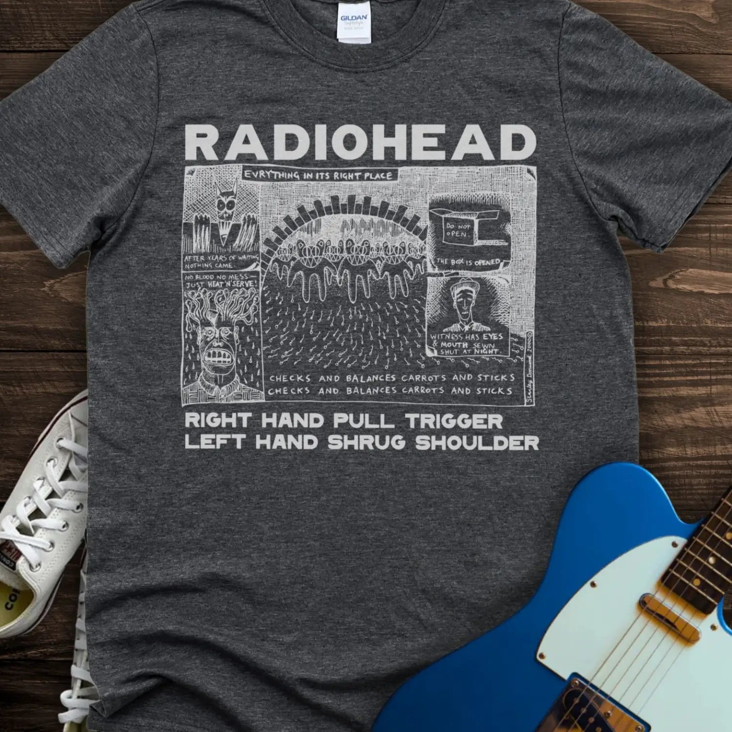 Radiohead Comic Art (II) T-shirt - Dark Heather Grey / S - T-Shirt