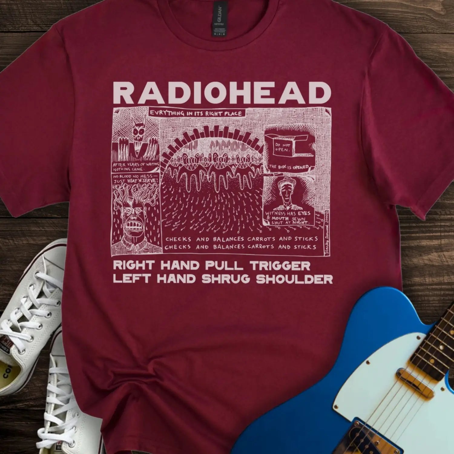 Radiohead Comic Art (II) T-shirt - Maroon / S - T-Shirt