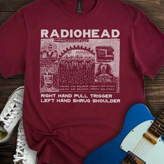 Radiohead Comic Art (II) T-shirt Maroon