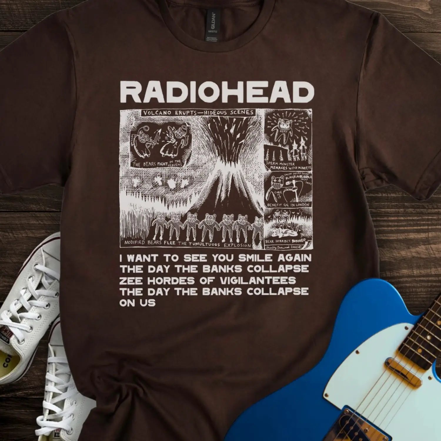 Radiohead Comic Art (III) T-shirt - Dark Chocolate / S - T-Shirt
