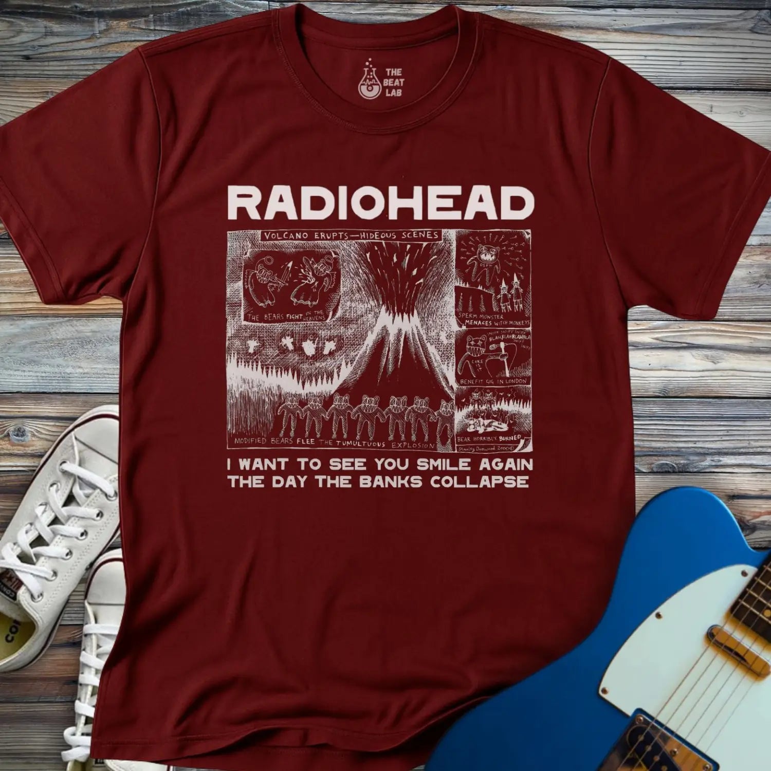 Radiohead Comic Art (III) T-shirt - Maroon / S - T-Shirt