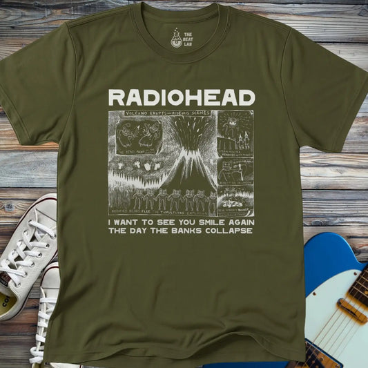 Radiohead Comic Art (III) T-shirt - Military Green / S - T-Shirt