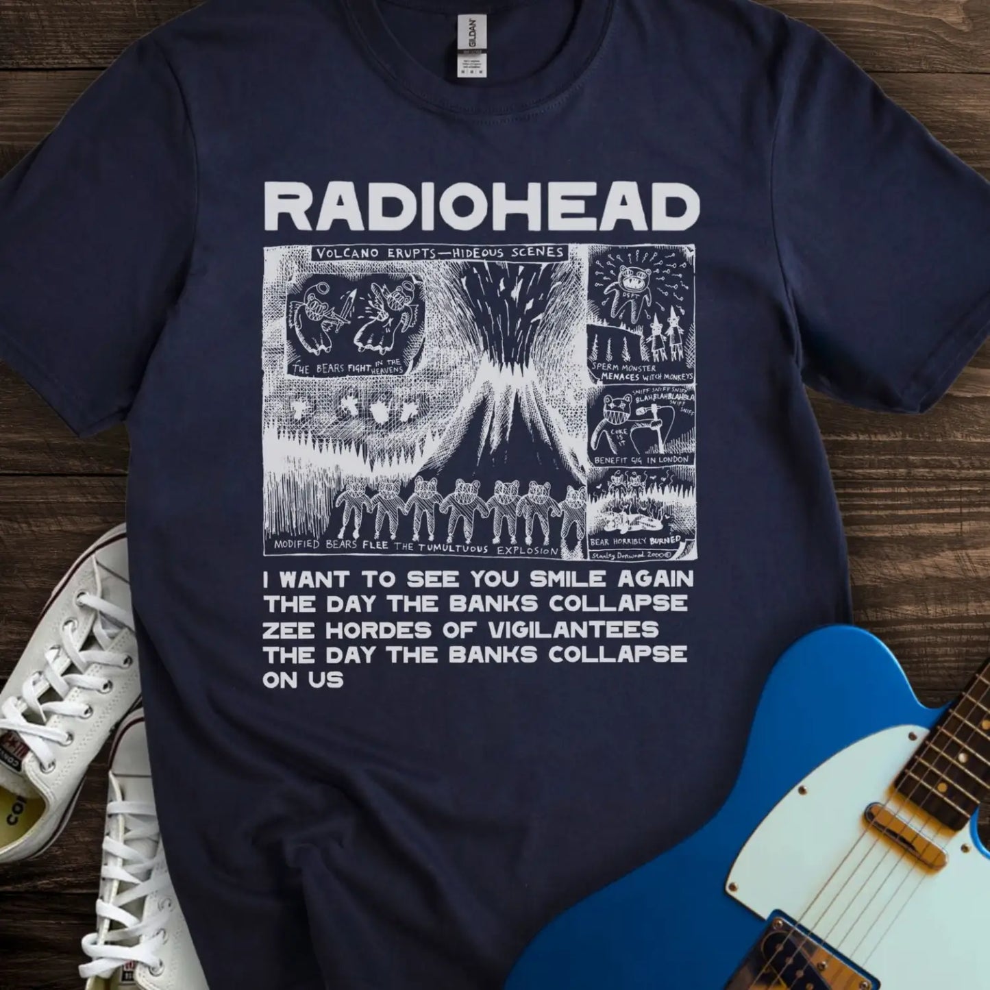 Radiohead Comic Art (III) T-shirt - Navy / S - T-Shirt