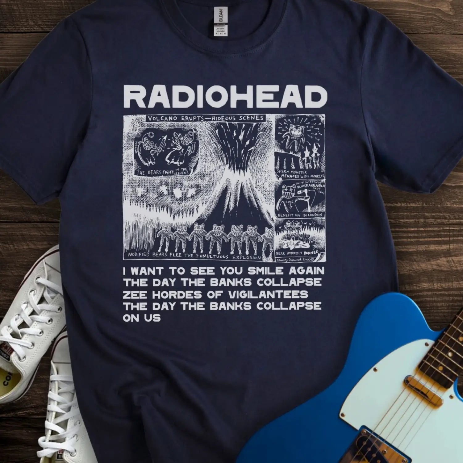 Radiohead Comic Art (III) T-shirt - Navy / S - T-Shirt