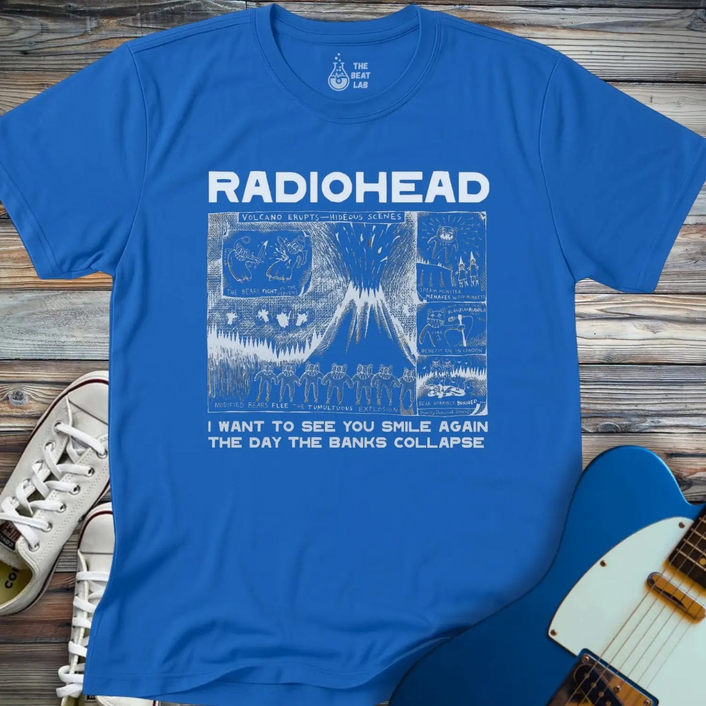 Radiohead Comic Art (III) T-shirt - Royal / S - T-Shirt