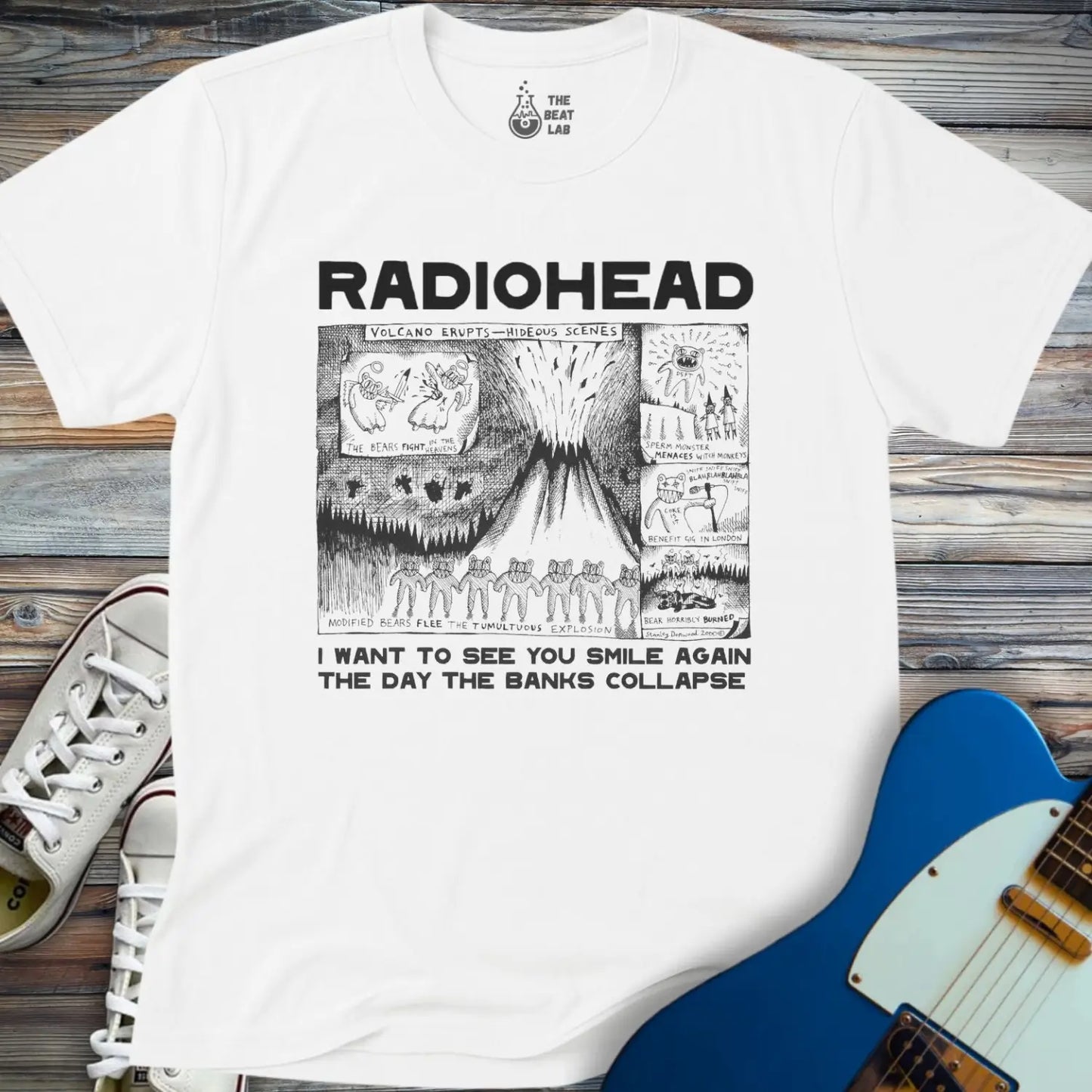 Radiohead Comic Art (III) T-shirt - White / S - T-Shirt