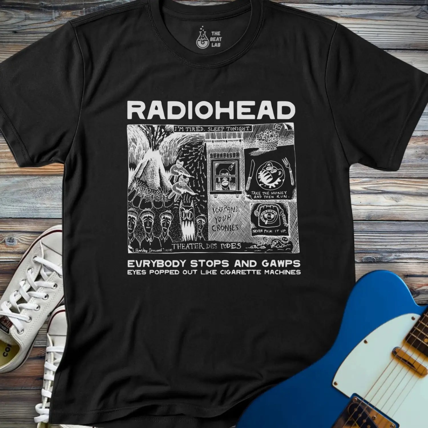 Radiohead Comic Art (IV) T-shirt - Black / S - T-Shirt