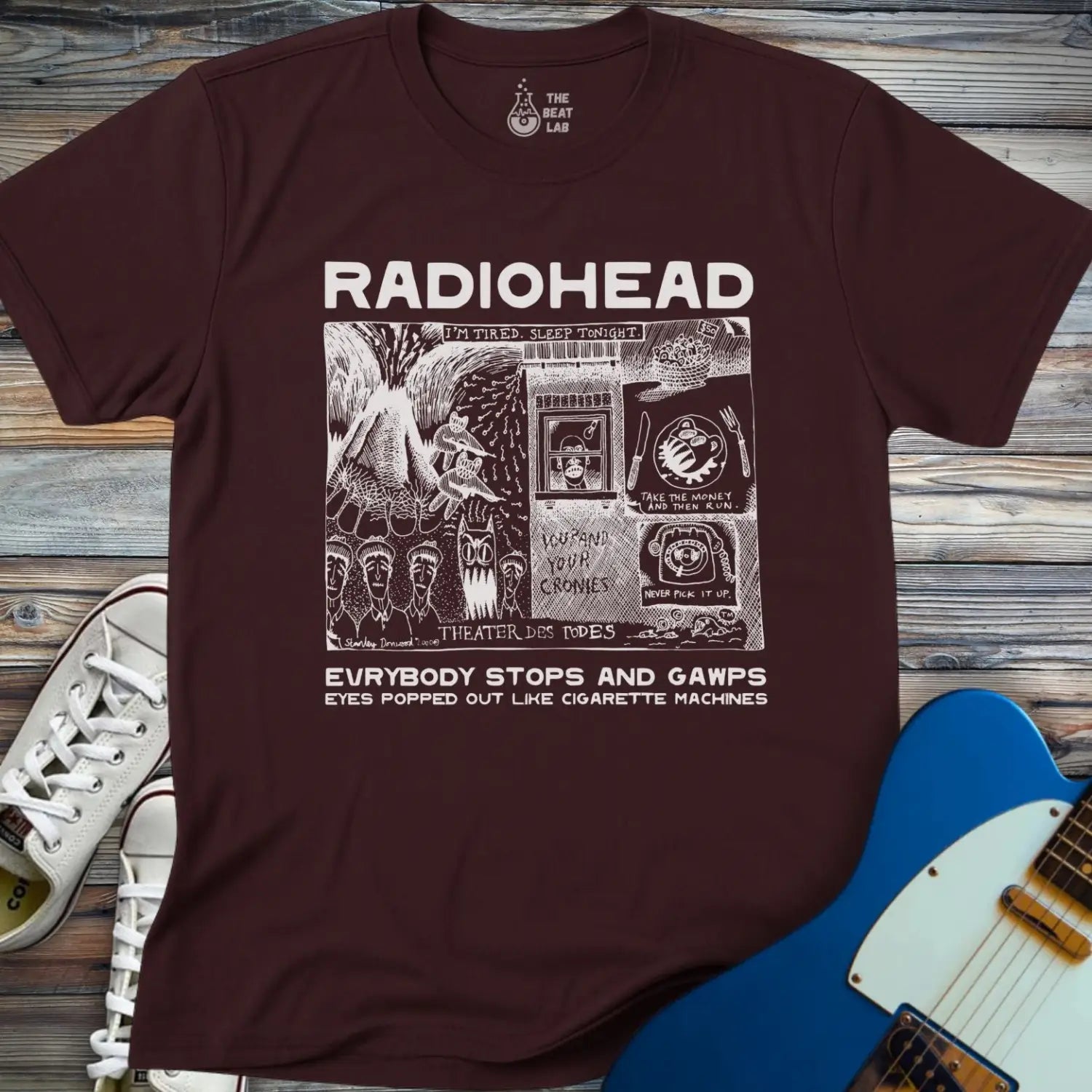 Radiohead Comic Art (IV) T-shirt - Dark Chocolate / S - T-Shirt