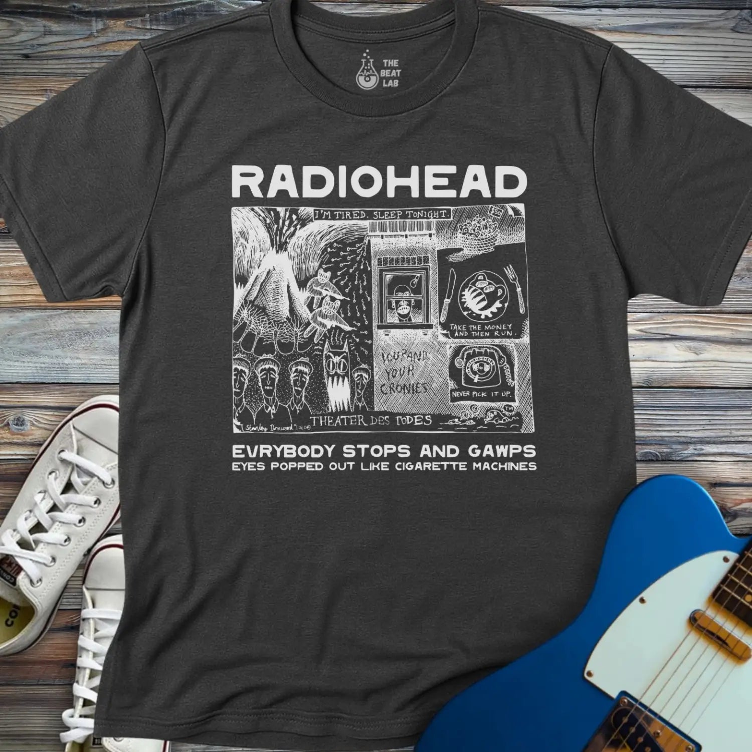 Radiohead Comic Art (IV) T-shirt - Dark Heather Grey / S - T-Shirt
