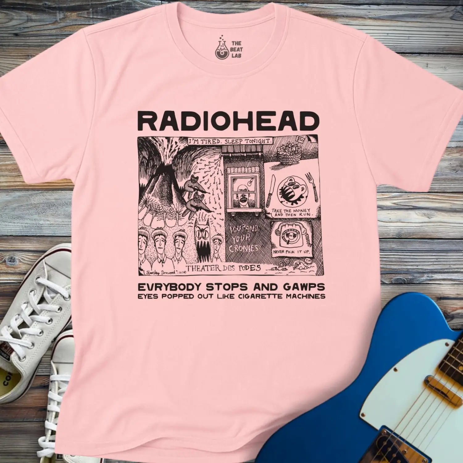 Radiohead Comic Art (IV) T-shirt - Light Pink / S - T-Shirt
