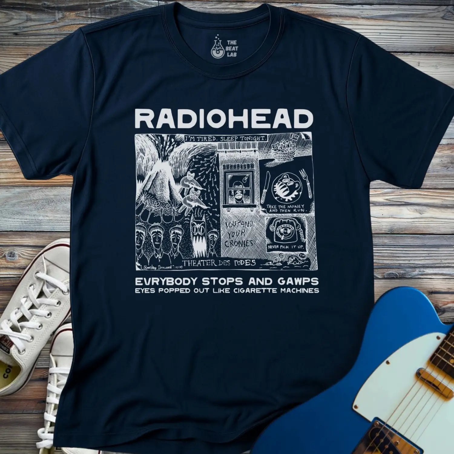 Radiohead Comic Art (IV) T-shirt - Navy / S - T-Shirt