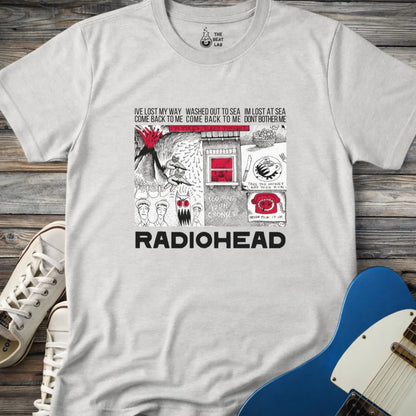 Sport grey adult unisex gildan 64000 shirt featuring radiohead band metal, comic art music t-shirt