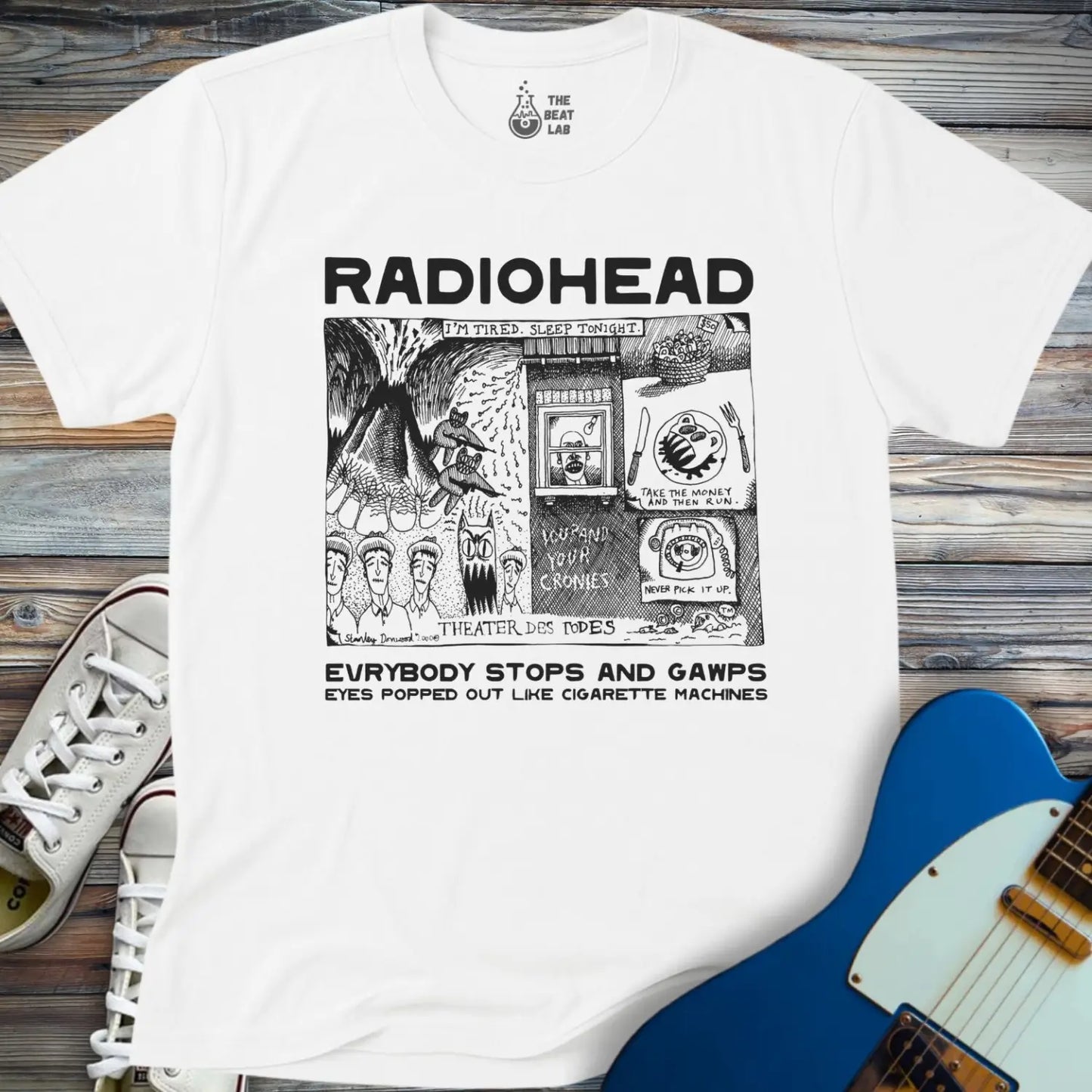 Radiohead Comic Art (IV) T-shirt - White / S - T-Shirt