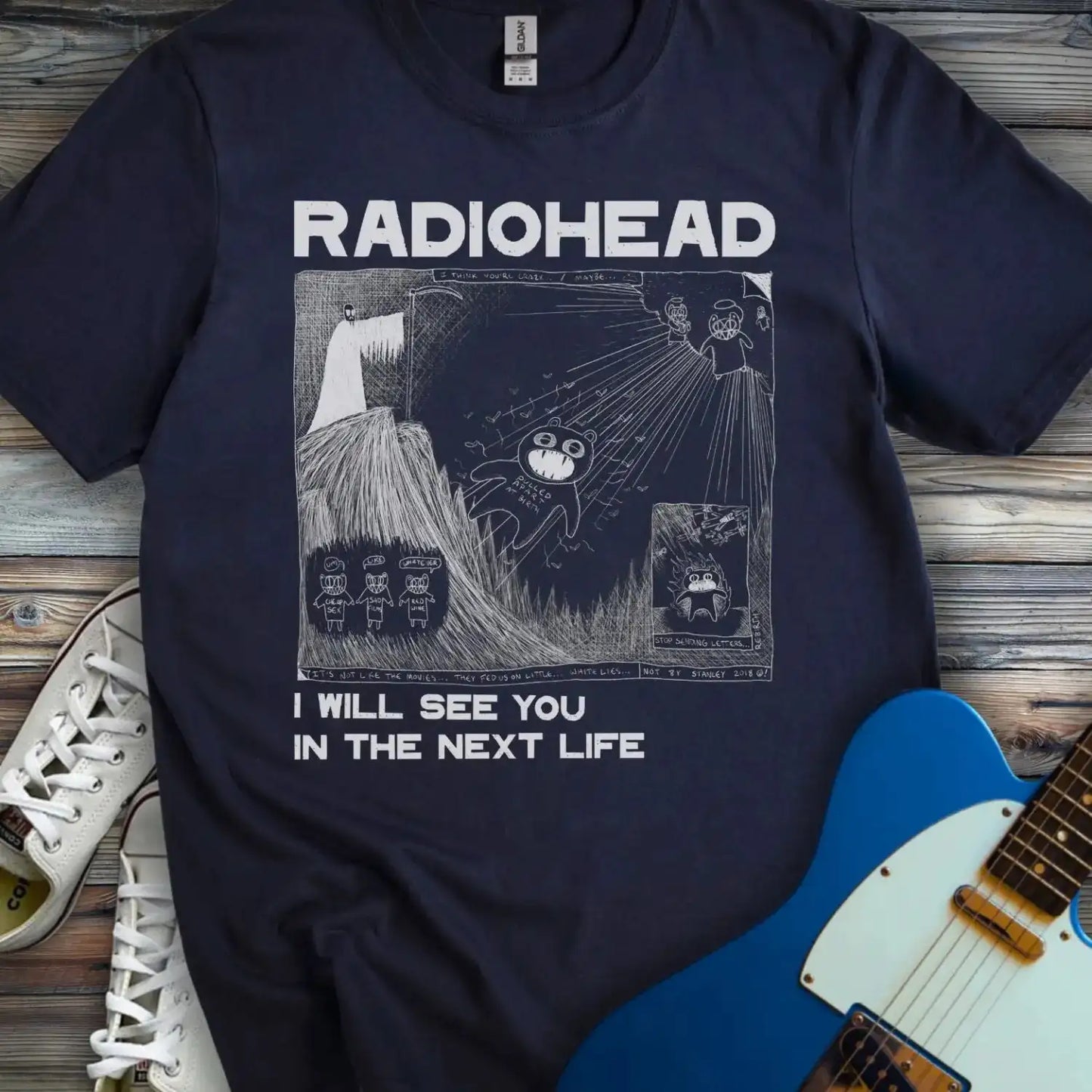 Radiohead Comic Art (V) T-shirt Navy