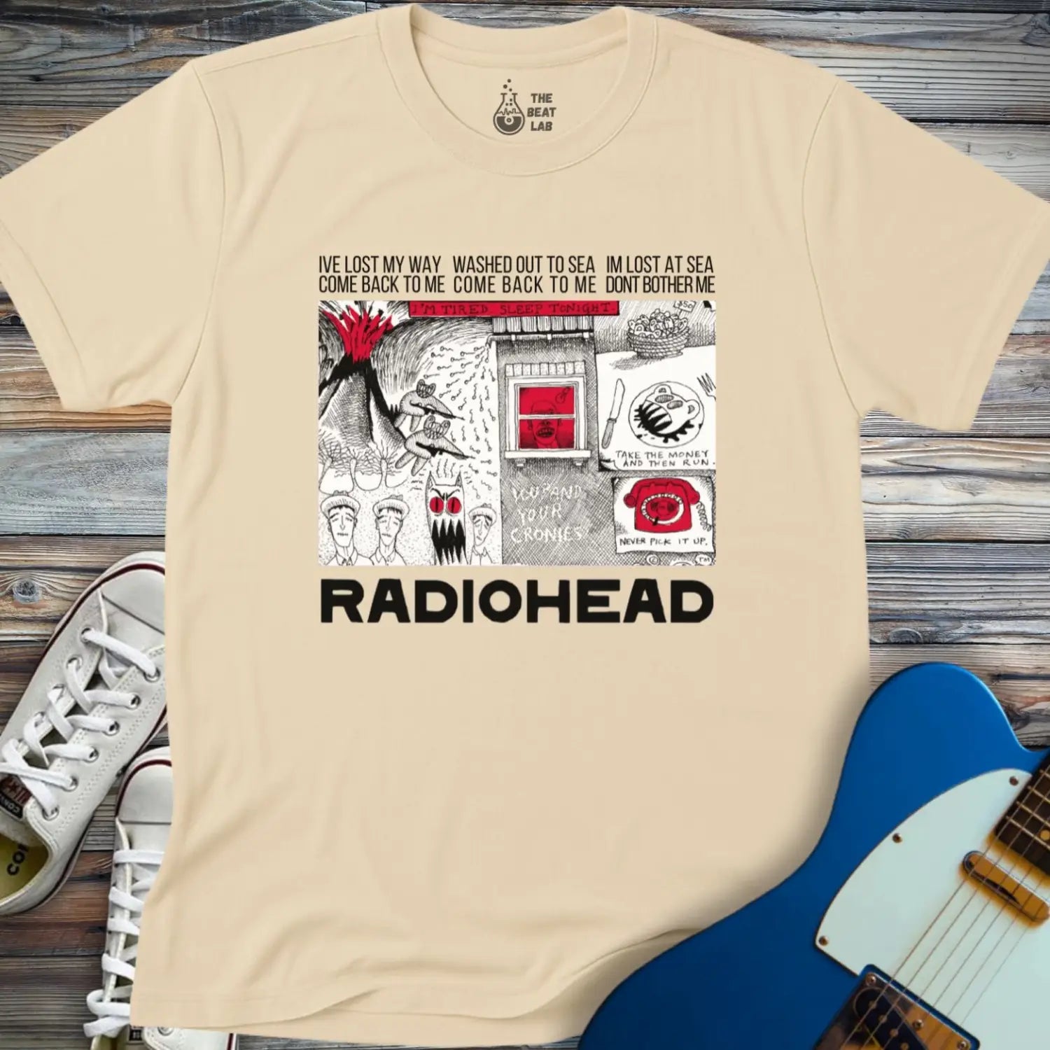 Radiohead Comic Art (V) T-shirt - Sand / S - T-Shirt