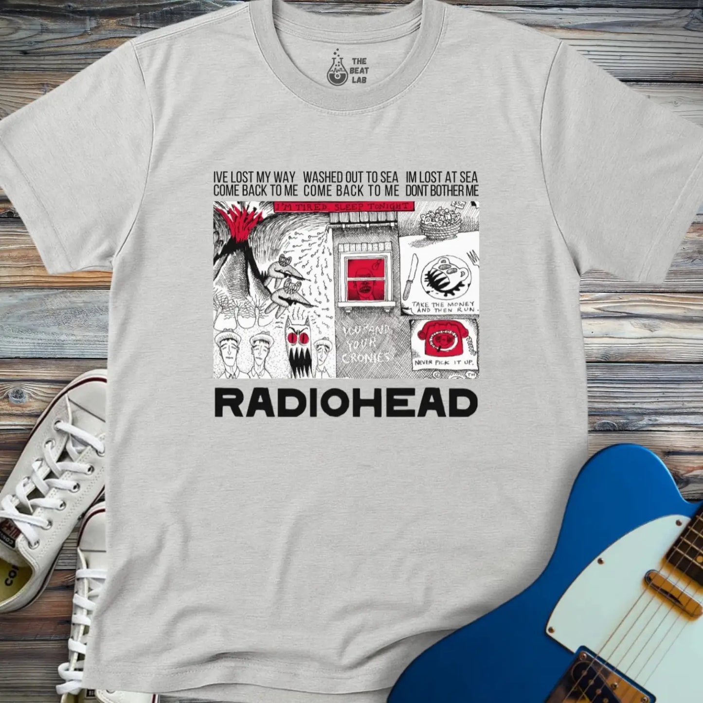 Radiohead Comic Art (V) T-shirt - Sport Grey / S - T-Shirt