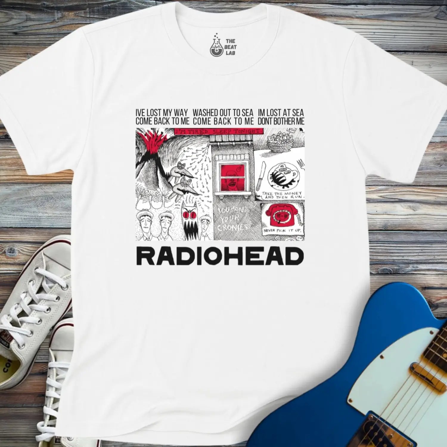 Radiohead Comic Art (V) T-shirt - White / S - T-Shirt