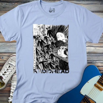 Radiohead Comic Art (VI) T-shirt - Light Blue / S - T-Shirt