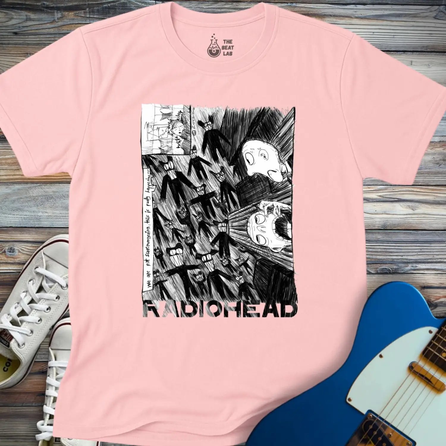 Radiohead Comic Art (VI) T-shirt - Light Pink / S - T-Shirt
