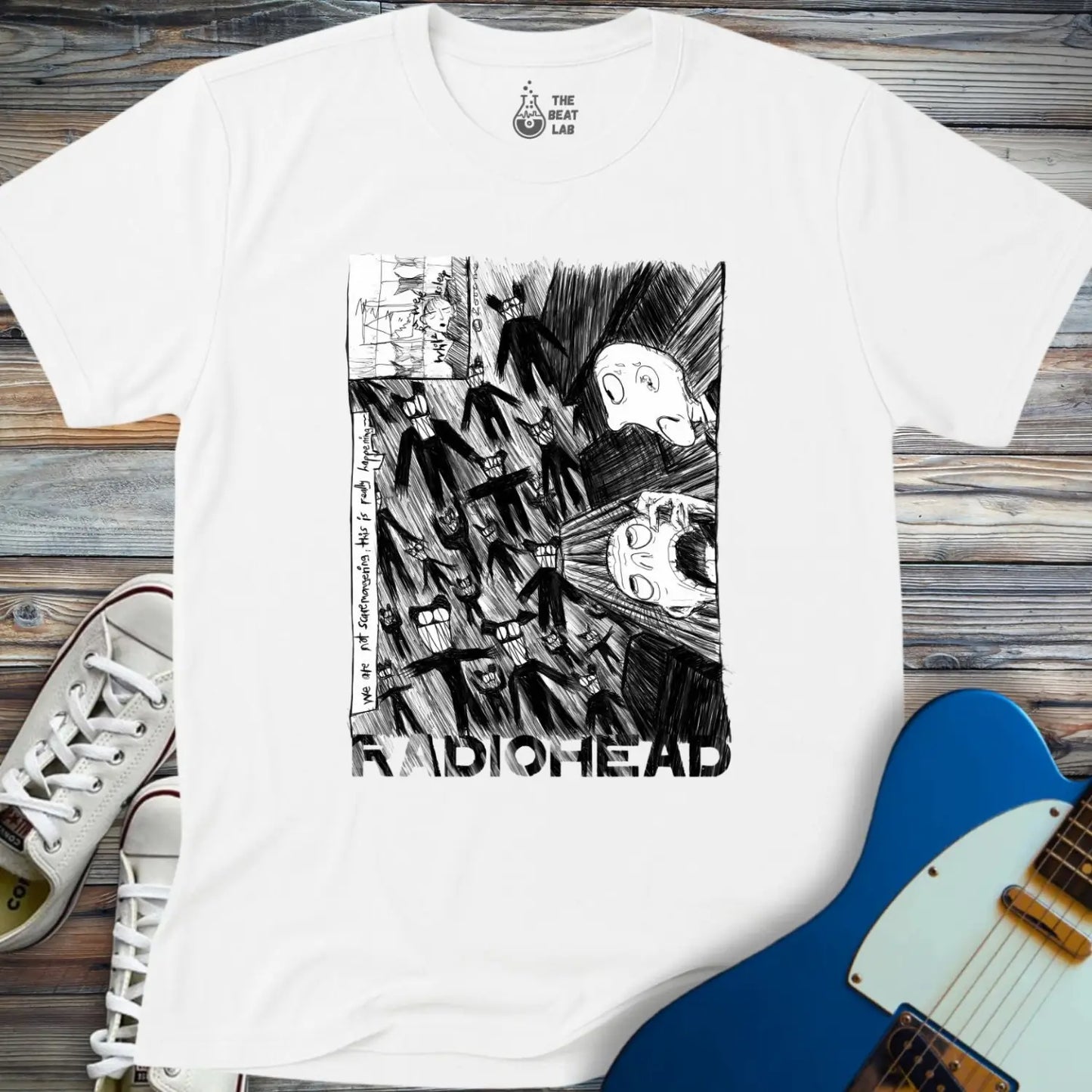 Radiohead Comic Art (VI) T-shirt - White / S - T-Shirt