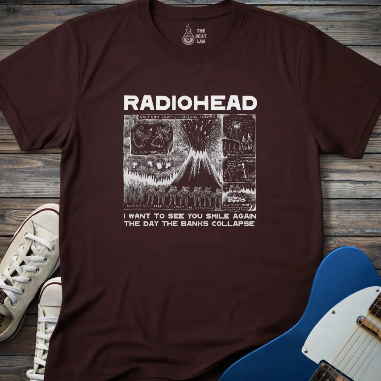 Radiohead Comic Art (VII) T-shirt - Dark Chocolate / S - T-Shirt