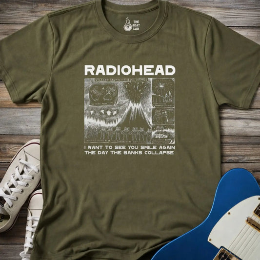Radiohead Comic Art (VII) T-shirt - Military Green / S - T-Shirt