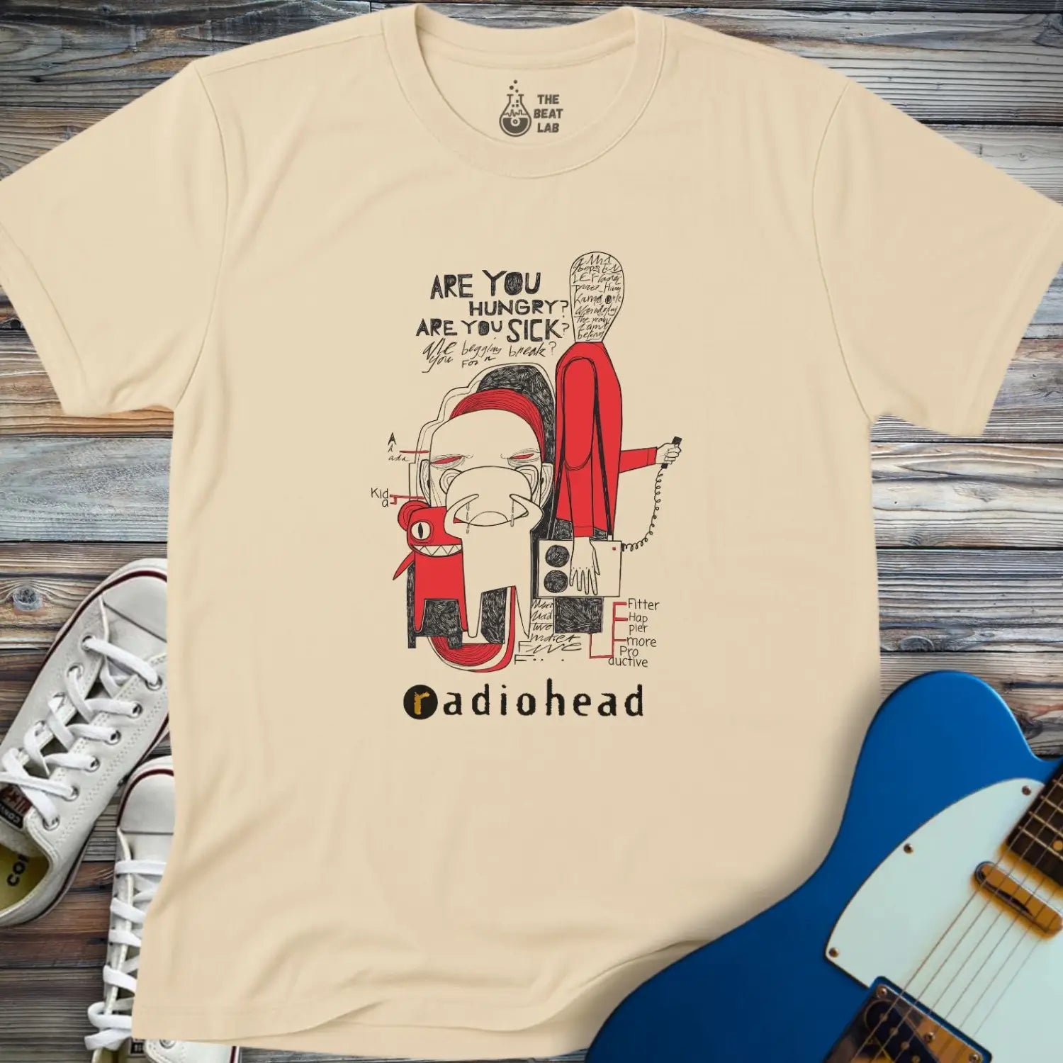 Radiohead Comic Art (VII) T-shirt - Sand / S - T-Shirt