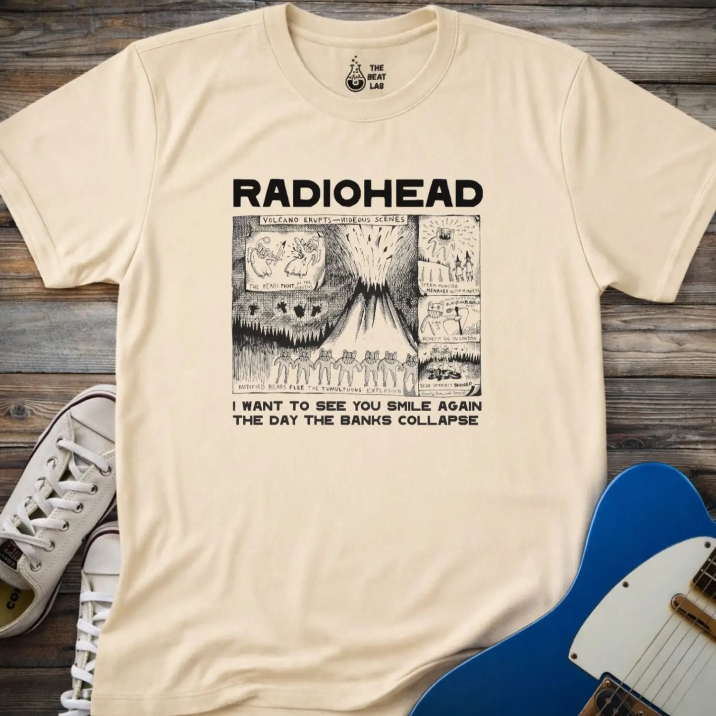Radiohead Comic Art (VII) T-shirt - Sand / S - T-Shirt
