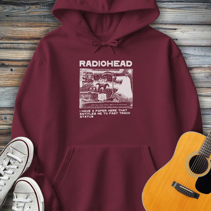 Radiohead Fast Track Hoodie - Maroon / S - Hoodie