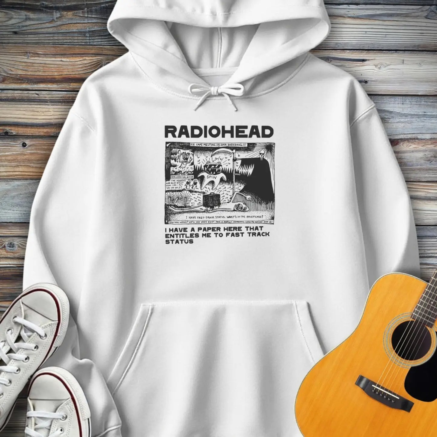 Radiohead Fast Track Hoodie - White / S - Hoodie