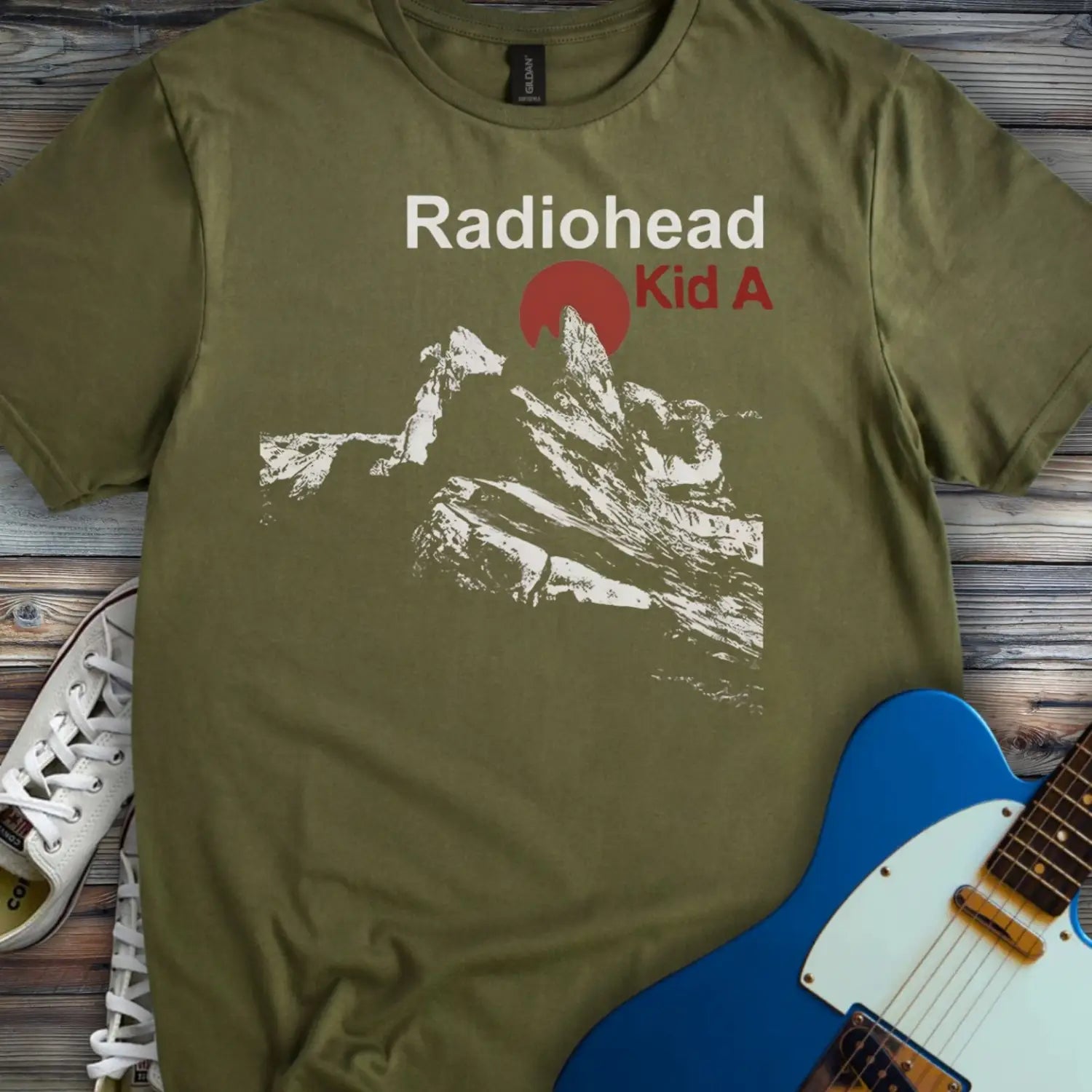 Radiohead Kid A T-shirt - Military Green / S - T-Shirt