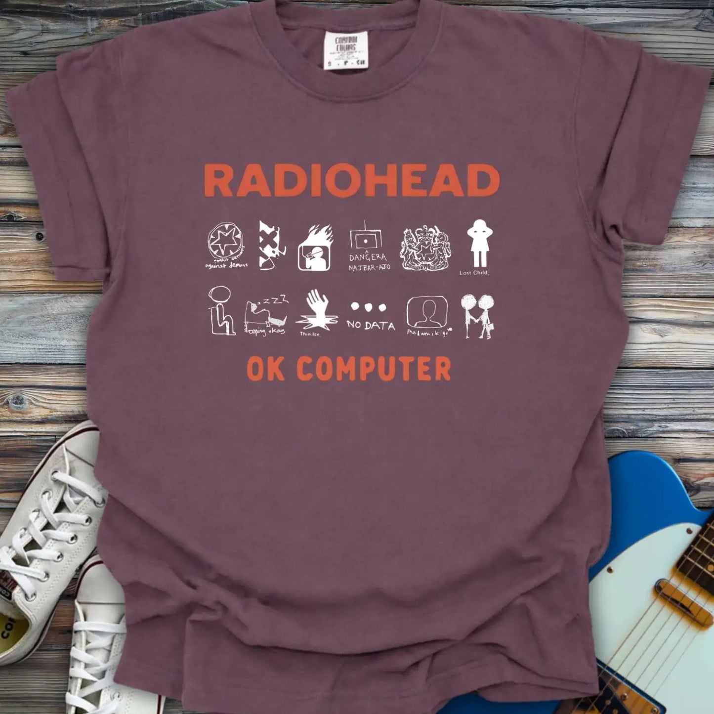 Radiohead Ok Computer Comfort Colors Shirt - Berry / S - T-Shirt