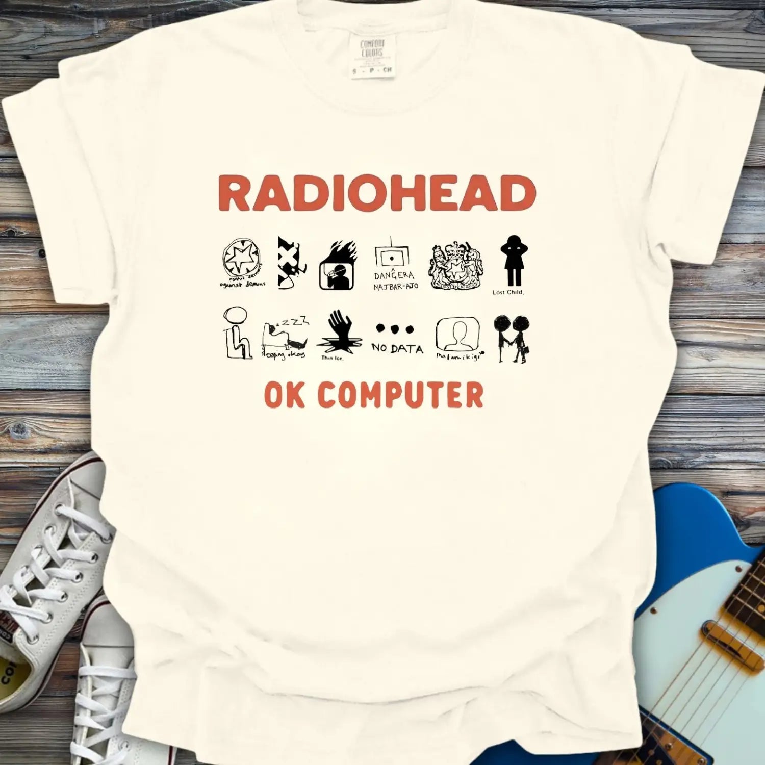 Radiohead Ok Computer Comfort Colors Shirt - Ivory / S - T-Shirt