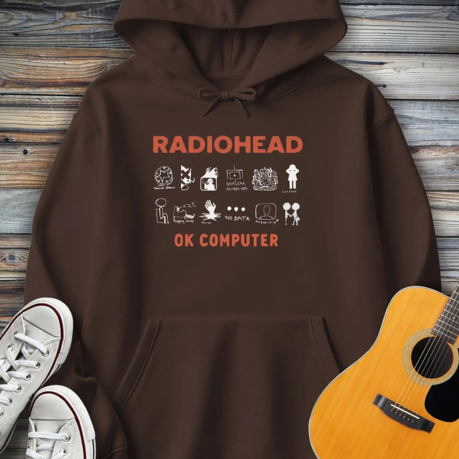 Radiohead Ok Computer Hoodie - Dark Chocolate / S - Hoodie