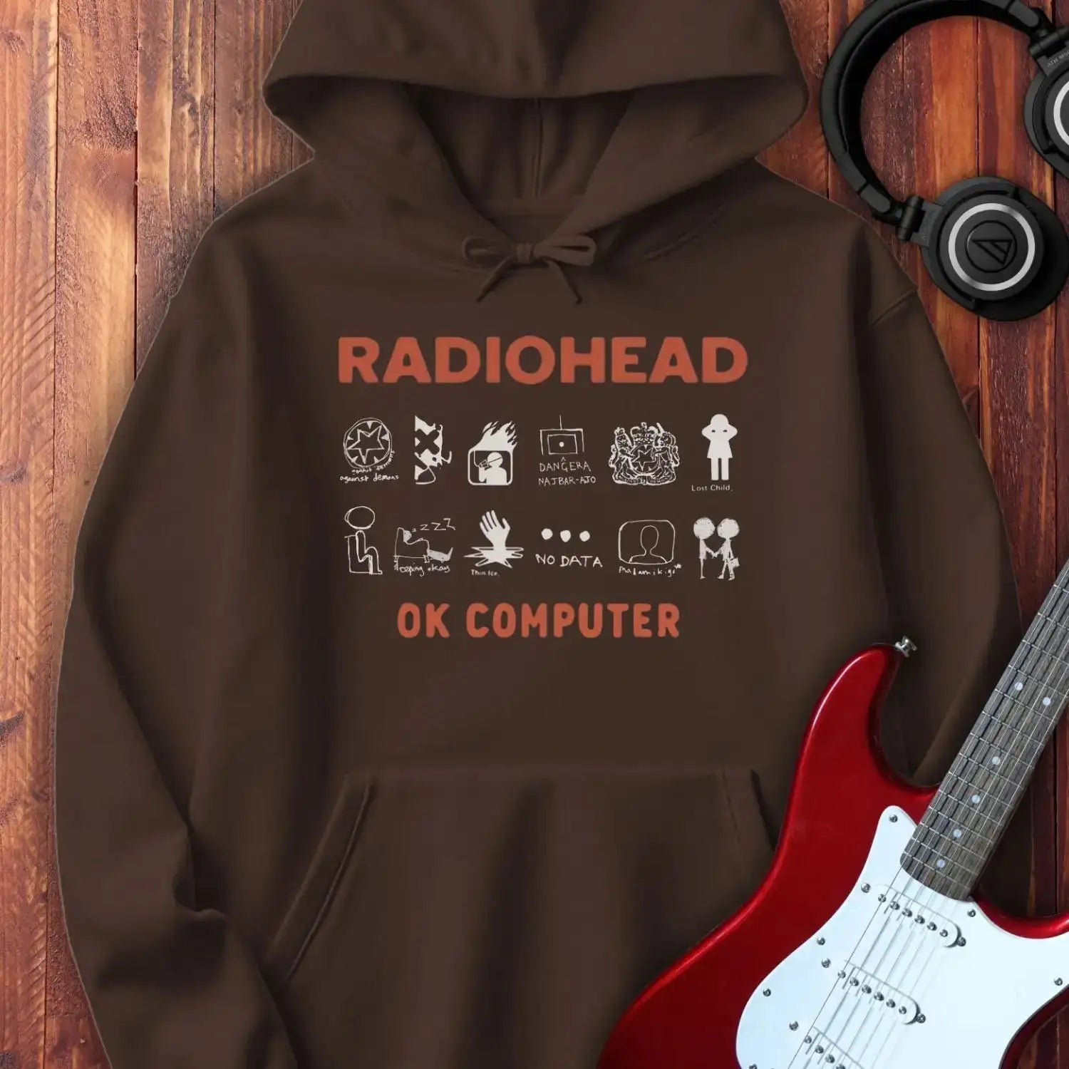Radiohead Ok Computer Hoodie Dark Chocolate