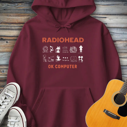 Radiohead Ok Computer Hoodie - Maroon / S - Hoodie