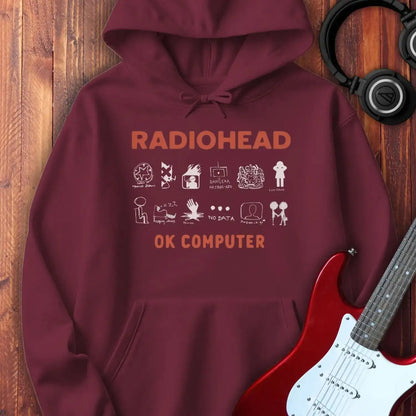 Radiohead Ok Computer Hoodie Maroon
