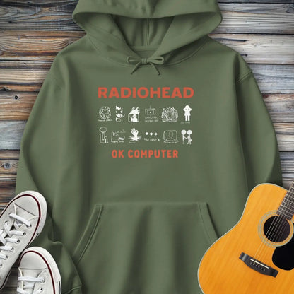 Radiohead Ok Computer Hoodie - Military Green / S - Hoodie
