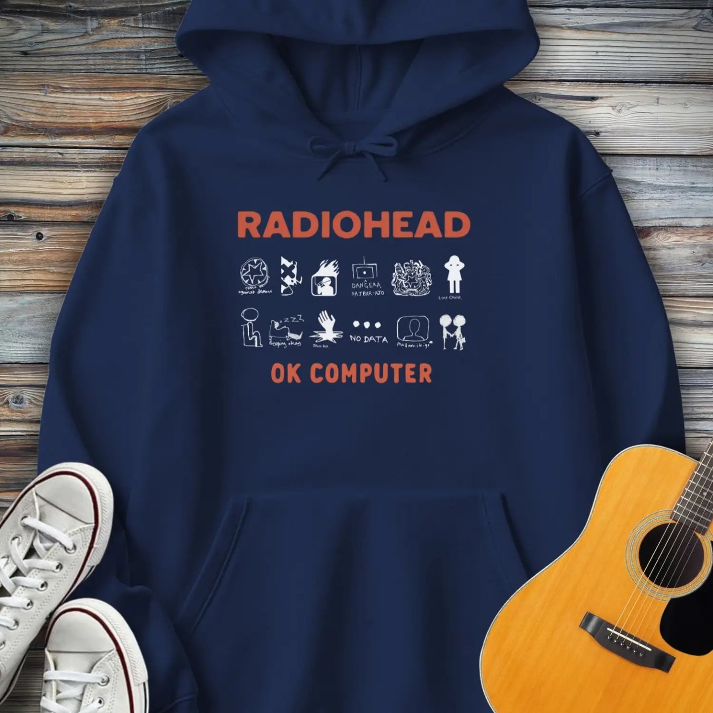 Radiohead Ok Computer Hoodie - Navy / S - Hoodie