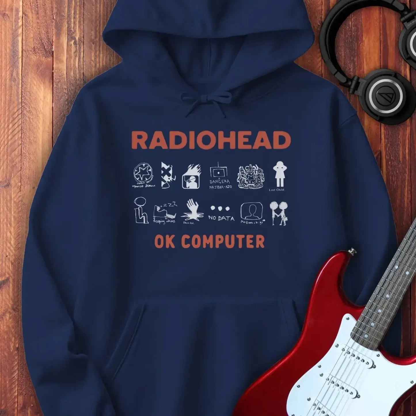 Radiohead Ok Computer Hoodie Navy