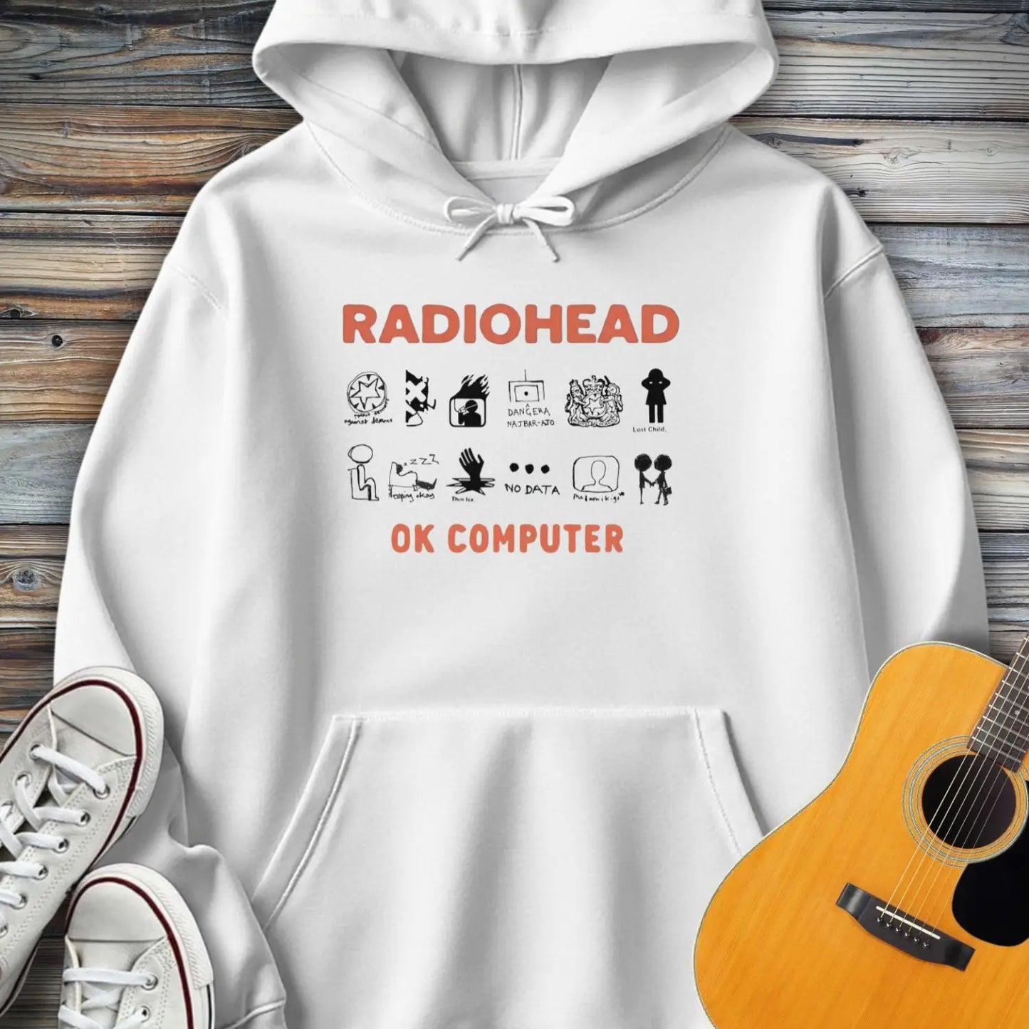 Radiohead Ok Computer Hoodie - White / S - Hoodie