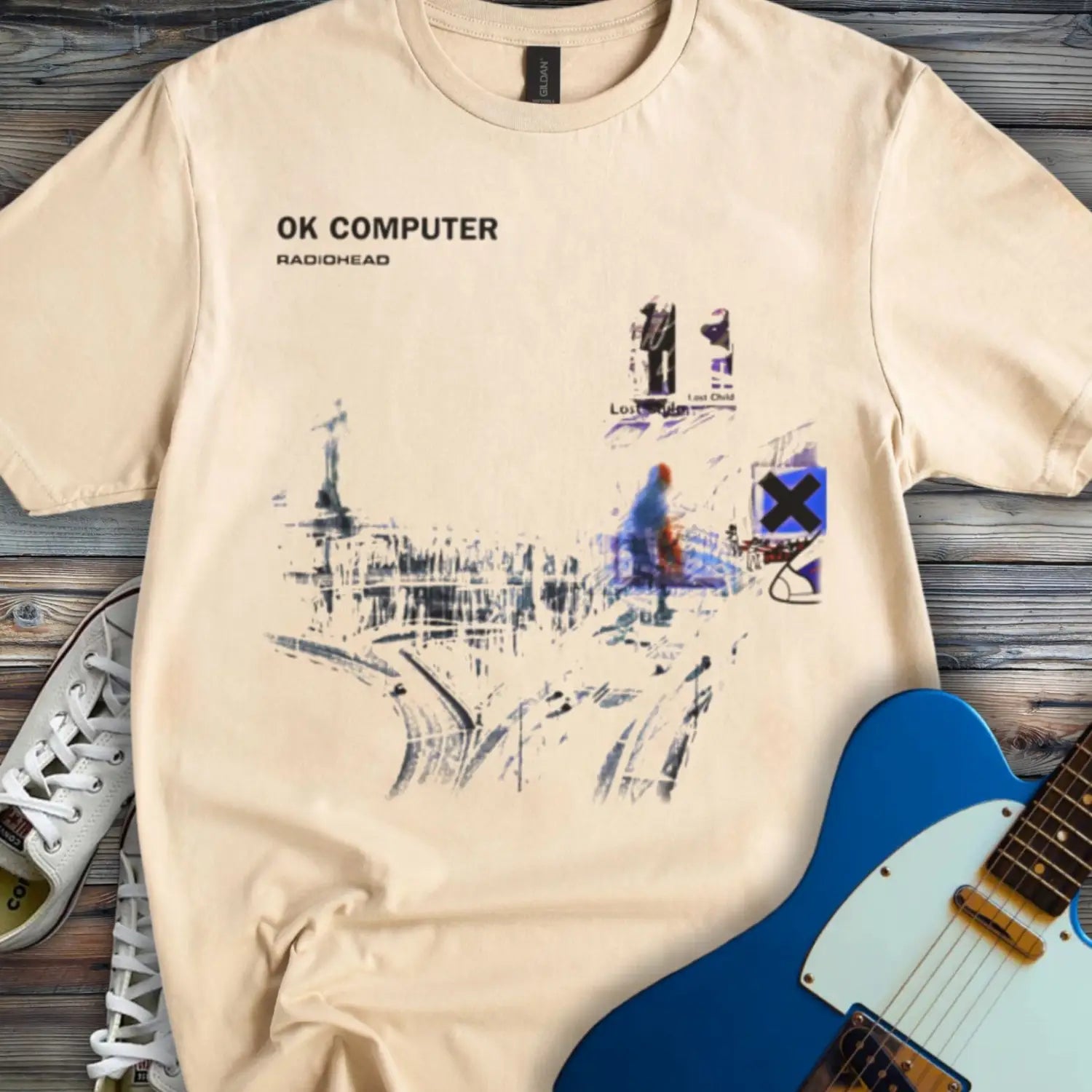 Radiohead Ok Computer T-shirt - Sand / S - T-Shirt