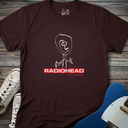 Dark chocolate gildan 64000 adult unisex shirt featuring Radiohead The Bends studio album