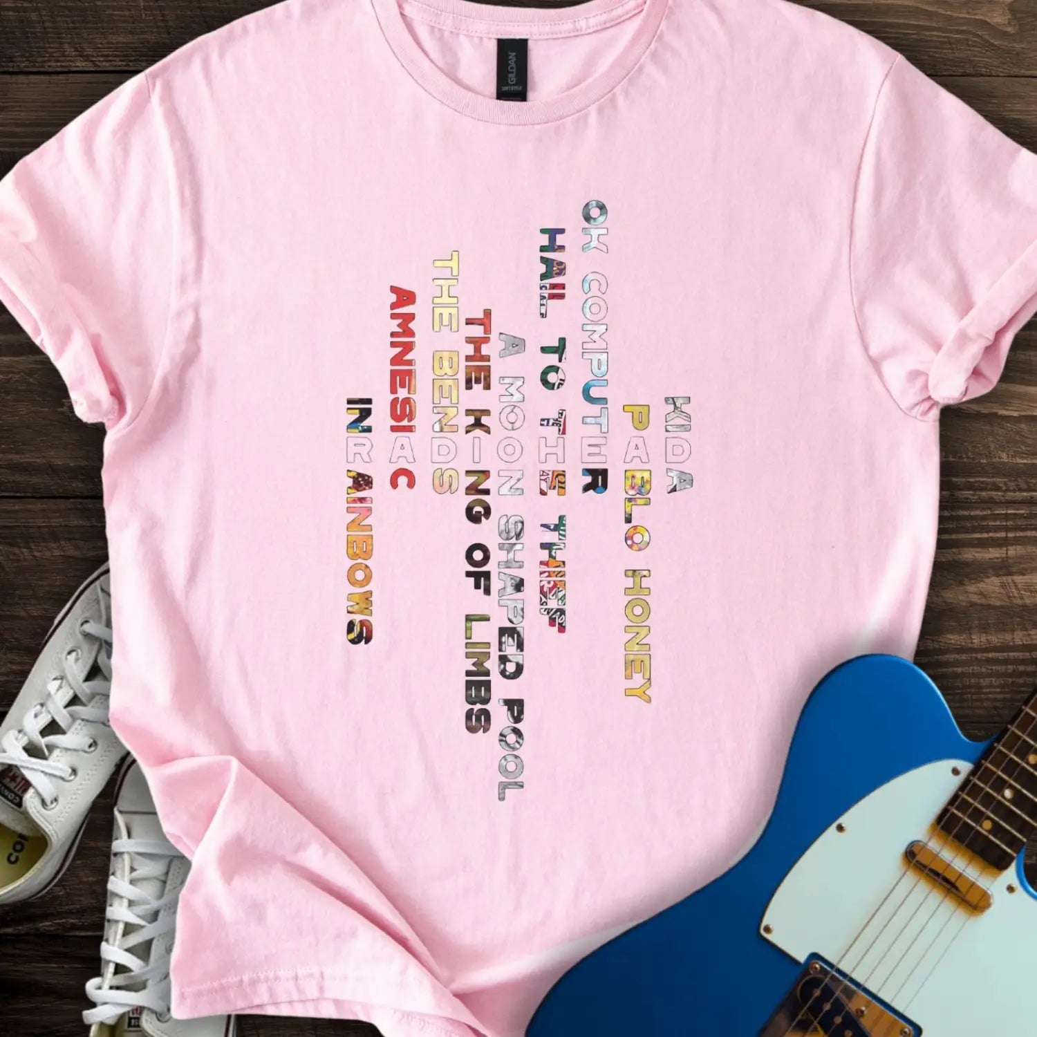 Radiohead Typographics T-shirt - Light Pink / S - T-Shirt