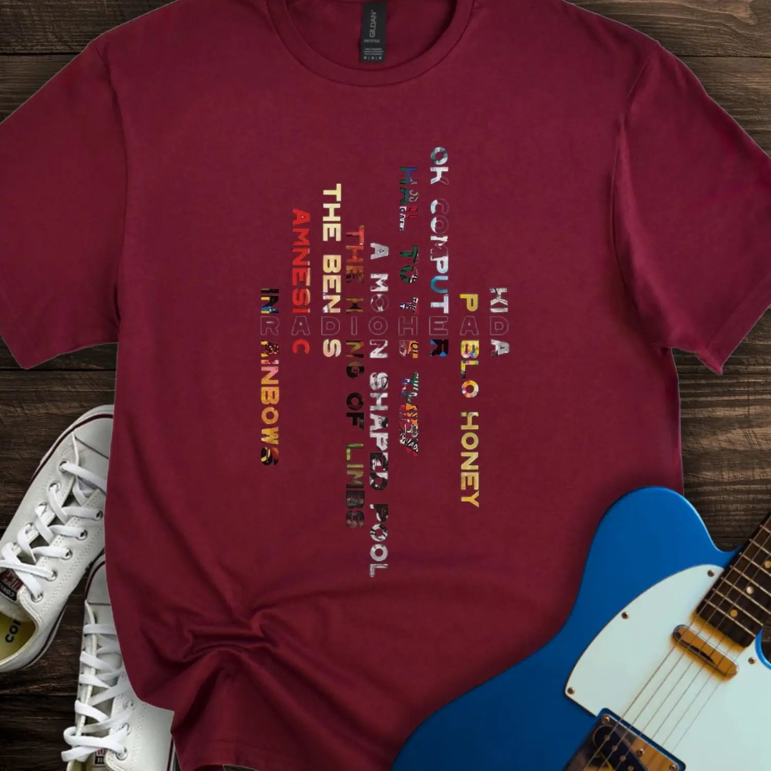 Radiohead Typographics T-shirt - Maroon / S - T-Shirt