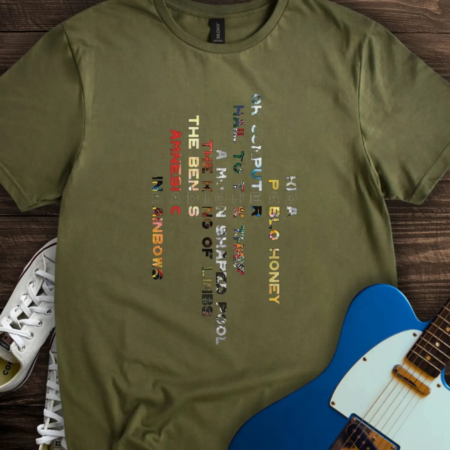 Radiohead Typographics T-shirt - Military Green / S - T-Shirt