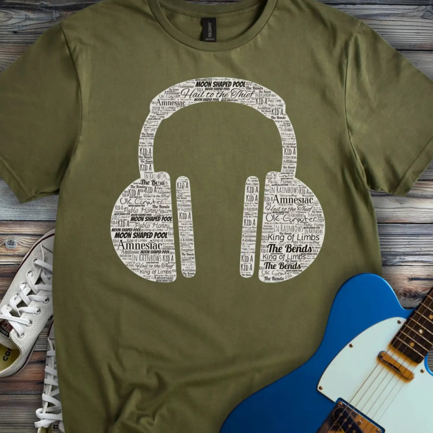 Radiohead Typography (II) T-shirt - Military Green / S - T-Shirt
