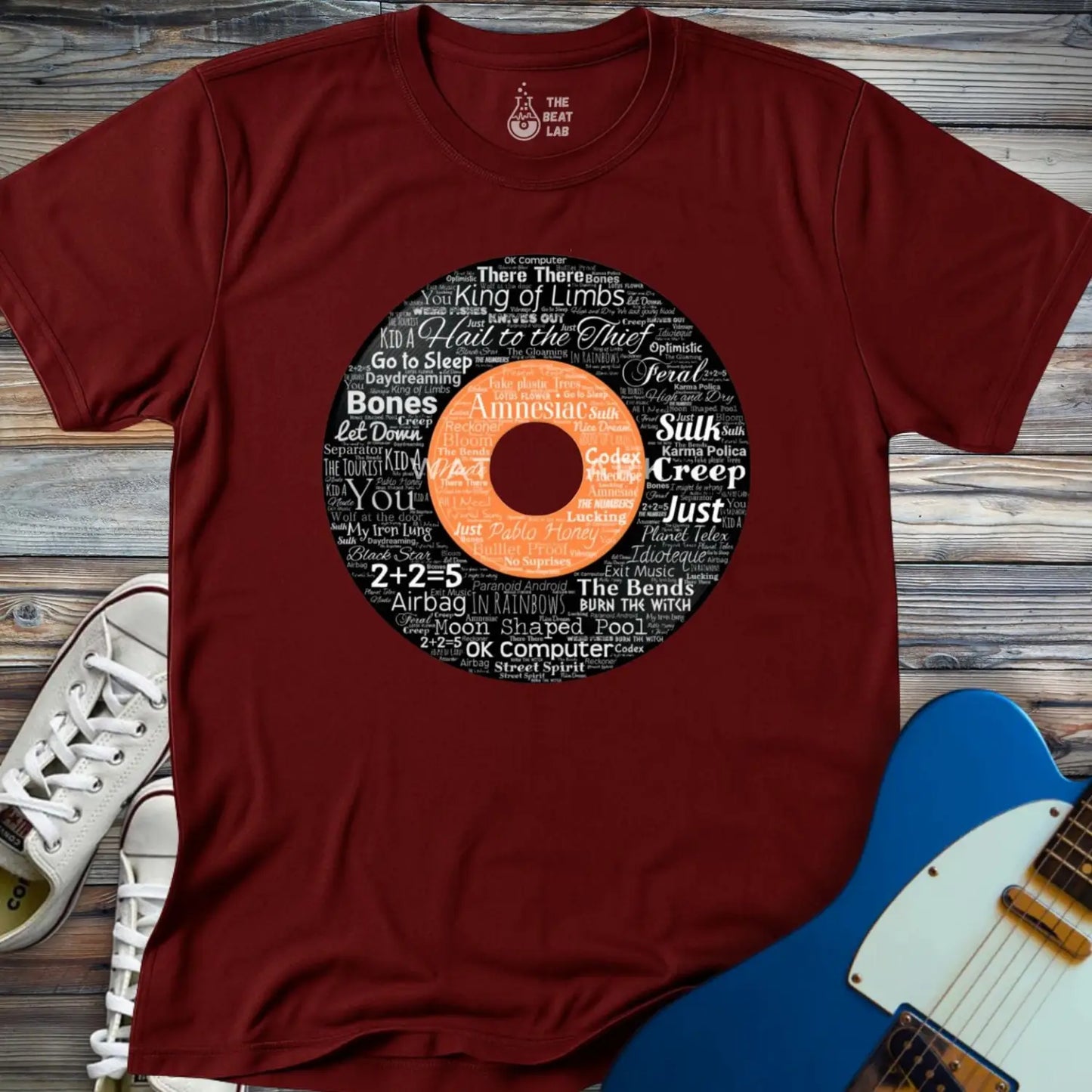 Radiohead Vinyl Record T-shirt - Maroon / S - T-Shirt