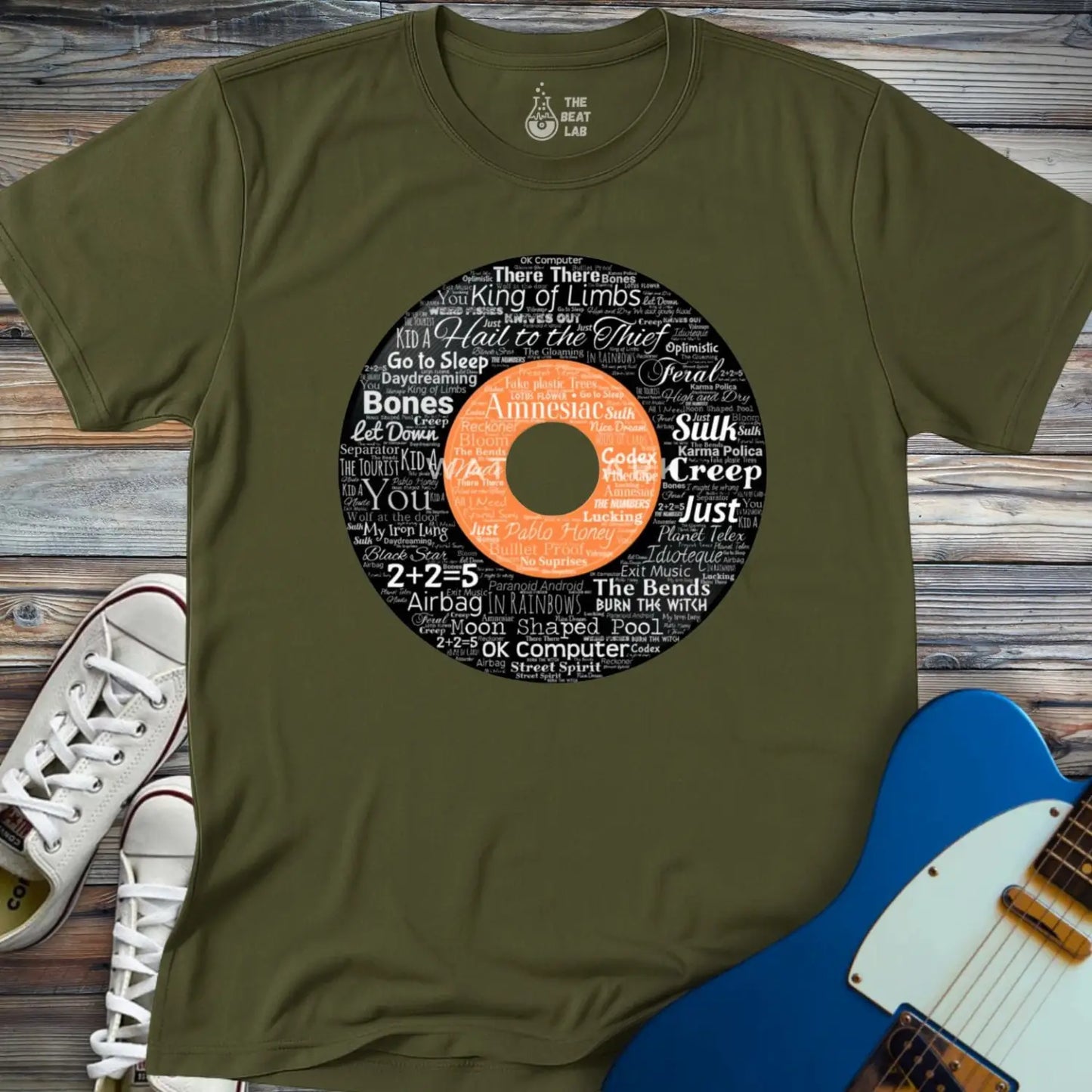 Radiohead Vinyl Record T-shirt - Military Green / S - T-Shirt