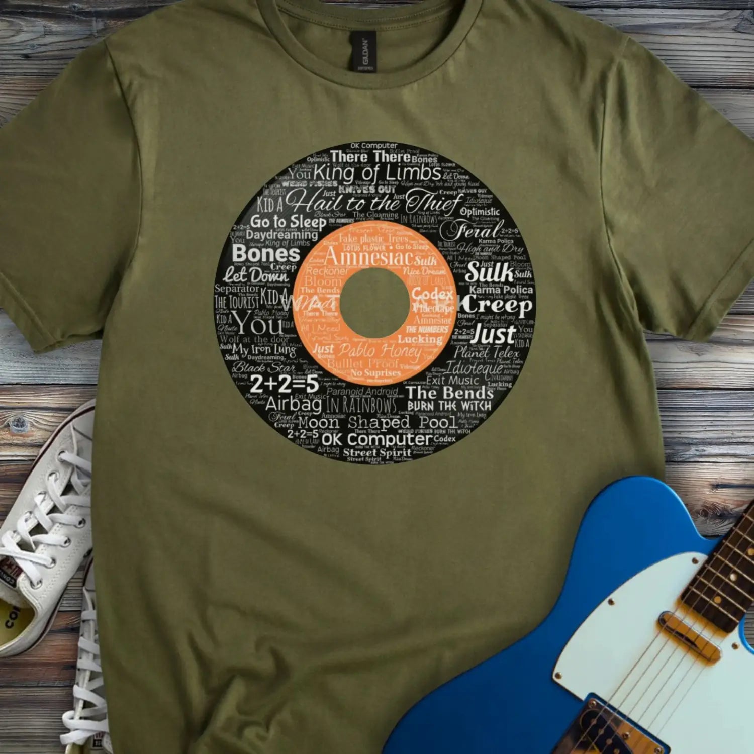Radiohead Vinyl Record T-shirt - Military Green / S - T-Shirt